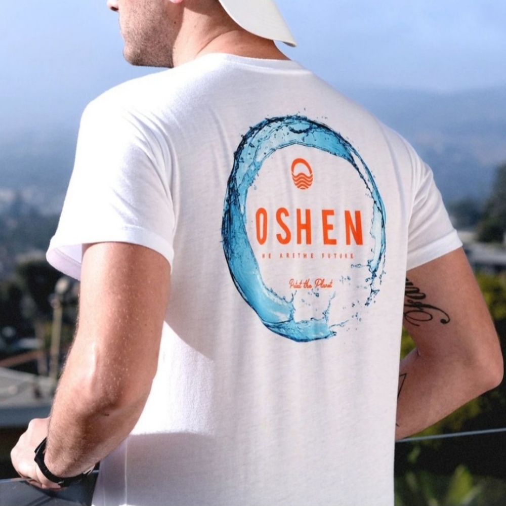 OSHEN Circle Of Life Pocket Tee In White Size 2X